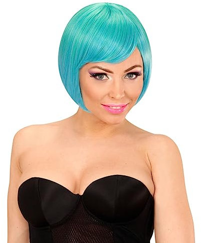 Widmann 04446 - Perücke Melange Fashion, grün-blau, Karneval, Mottoparty