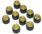 KAISH 10pcs Guitar AMP Amplifier Push on fit Knobs Black with Gold Aluminum Cap Top Fits 6mm diameter Pots Marshall Amplifiers