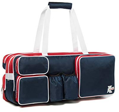 K-Cliffs Tasche für Tennisschläger | Deluxe Ballistic Nylon Travel Duffel | Schuhfach Rot Weiß Blau