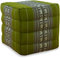 livasia Würfelkissen quadratisch - 40x40x40cm - Sitzhocker mit organischem Kapok, Sitzpouf, Lagerungswürfel viereckig, Bodenkissen Hocker Fußbank Fußhocker handgefertigt (Grün/Elefanten)