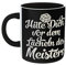 clothinx Kaffeetasse mit Aufdruck und schwarzem Griff Hüte Dich Vor Dem Lächeln Des Meisters | Never trust a smiling Gamemaster
