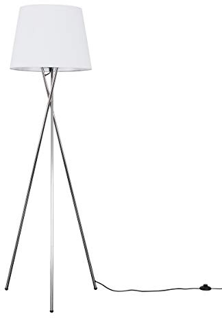 MiniSun | Modern Polished Chrome Floor Lamp with a White Tapered Shade | Floor Lamps & Torchieres, Home Décor & Improvement Essential | Includes Bulb [3000K Warm White]