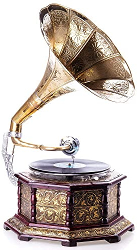 Trichtergrammophon Messing Grammphon Antik Schellackpalle Gramophone Art Deco lup010 Palazzo Exklusiv