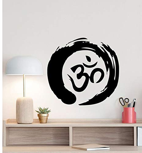 Zen Kreis Om Symbol Wandtattoo Ohm Buddhismus Poster Yoga Zeichen Enso Kreis Vinyl Aufkleber Büro Meditation Dekor Home 45X42 Cm