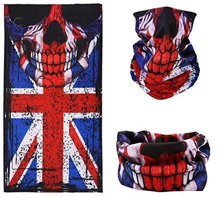 SMEHCF Neuartiges Nahtloses Bandana Sturmhaube Gesichtsschutz Maske Halstuch Atmungsaktiv Staubdicht Winddicht Unisex Mit Union Jack-Flagge Totenkopf Skelett