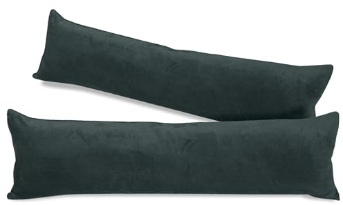 npluseins 2er Pack Kissenhüllen aus Coral-Kuschel-Fleece (2 Stück) 1257.1667, ca. 40 x 145 cm, anthrazit