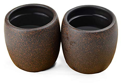 YXHUPOT Teetasse 2 Stück chinesischer Ton echter schwarzer Sand Heijingan Zisha GongfuTea Tassen (runde Trommel)