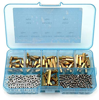 Messing Standoffs Spacer Kit 180pcs / paket Messing Bolzen Sechskantmutter Abstand Schraube Messing Gewindespelsel PCB Motherboard DUO ER (Farbe : M2.5 Mix)