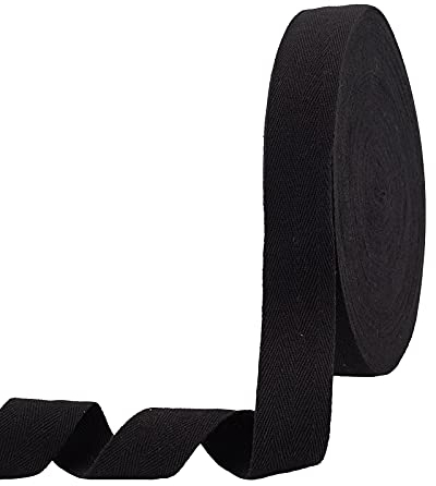 nbeads 49 Yards (45m) / Roll Baumwolle gurtband, Fischgrät Baumwolle Webbings 35mm Breite Baumwolle Twill Tape Bänder Baumwolle Fischgrätenschnüre Für Das Stricken Nähen DIY Handwerk, Schwarz