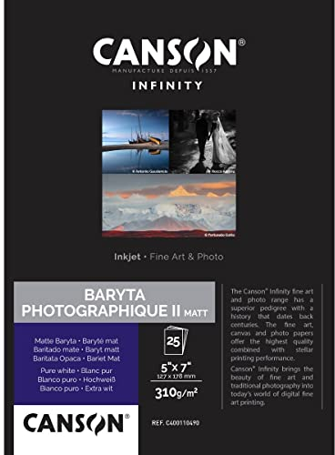 Canson Infinity Baryta Photo II Fotopapier, 12,7 x 17,8 cm, 25 Blatt, 310 g