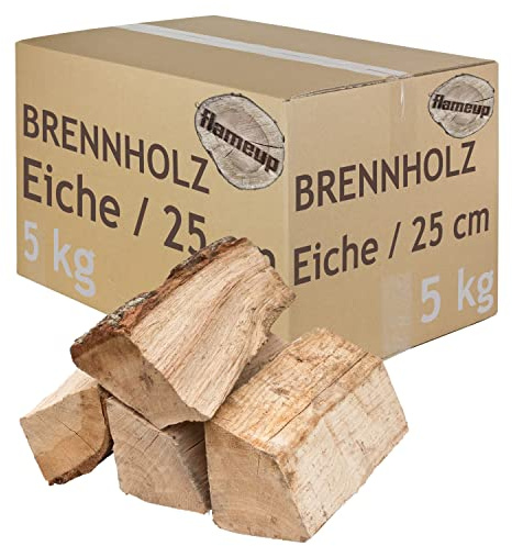 Brennholz Eiche Kaminholz für Ofen und Kamin Feuerholz Holzscheite flameup | 180 kg, 25 cm, kammergetrocknet, Kaminofen, Feuerschale, Grill, Holz, Wood