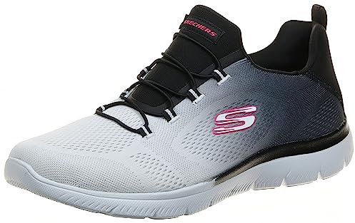 Skechers Summits Bright Charmer Baskets pour Femme, Bordure en Maille Noire et Blanche, 40 EU