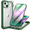 Miracase Glass Case Compatible with iPhone 14 Plus Case 6.7 inch, 2023 Upgrade Full Body Clear Bumper Case with Built-in 9H Tempered Glass Screen Protector + Camera Lens Protector (Alpine Green)