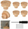 Yqhugbc 6 Pièces Boutons de Meuble en Rotin, Boutons de Tiroir en Bois Ronds avec Tournevis, Vintage Bois Dresser Boutons de Tiroir Poignée Meuble, pour Tiroir de Meuble