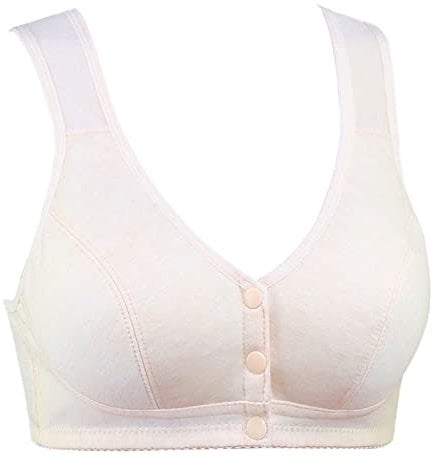 Front Fastening Bras for The Elderly Soft Cotton Comfortable Bralettes Wide Straps Non Wired Padded Everyday Crop Top Bra