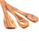 Lot de 3 cuillères de cuisine de qualité supérieure - En bois d'olivier - Rondes + coin + spatule