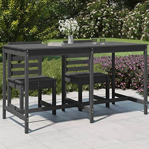 Yolola Gartentisch aus Holz Garten-Loungetisch Terrassentisch Holztisch Garten Balkontisch Wetterfest Balkonmöbel Holz Outdoor Grau 203,5x90x110 cm