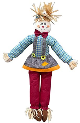 perfk Herbst-Vogelscheuchen-Dekoration, stehende Vogelscheuche, Thanksgiving-Vogelscheuchen-Dekoration, 120 cm, für Hof, Halloween, Leckereien, Terrasse, Mädchen