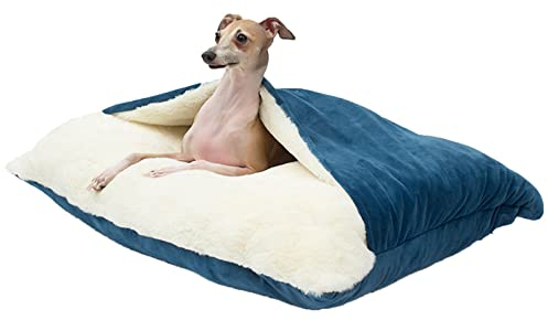 Lit à capuche apaisant pour chien/chat, lit orthopédique pour chien/chat avec couverture à capuche, lavable, sacs de couchage amovibles pour animaux de compagnie de petite et moyenne taille, lit doux