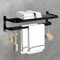 HONPHIER Porte Serviettes Salle de Bains Porte-Serviettes Mural Pliable étagère Serviette avec Crochets Multifonction Porte Serviette INOX (23 Pouces, Noir)