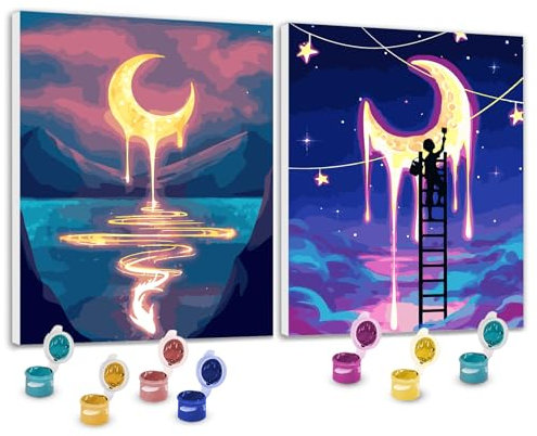 TARATH 2 Pièces Peinture par Numéros pour Adultes Débutants, Bricolage Peinture à l'huile Peinte à la Main sur Toile pour Cadeau d'anniversaire de Noël, sans Cadre 40 x 50 cm