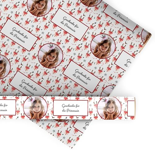 wandmotiv24 Geschenkpapier personalisiert, 100 x 70cm, 0.7 qm, Foto und Text anpassen, Weihnachten, Fuchs, Fotogeschenk, Geschenk für Freunde und Familie M0064