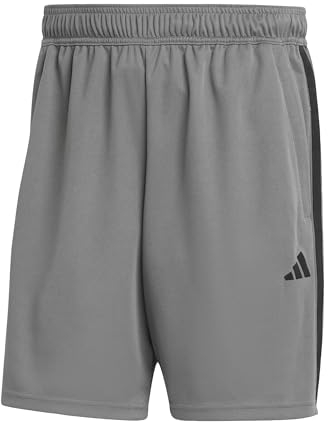 adidas Herren Train Essentials Piqué 3-Stripes Training Shorts, Grey Five/Black, L