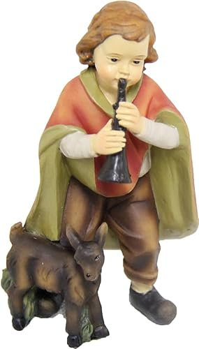 FADEDA Junge mit Ziege/Höhe:11 cm/handbemalt/detailgetreue Krippen Figuren - Weihnachten Tisch Dekoration Krippe Zubehör