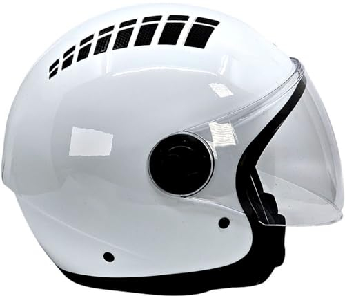 BHR Casco Demi-Jet 834 FLOW - Casco Scooter Estivo Omologato ECE 22.06 con 16 Fori di Aerazione - Casco Motorino con Visiera Antigraffio e Sgancio Micrometrico - Bianco S