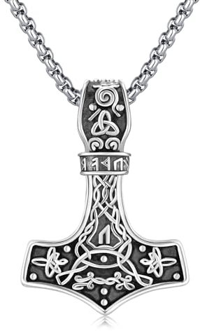 Twoowl Thor Hammer Halskette 925 Sterling Silber Keltische Mjölnir Während Wikinger Halskette Nordische Runen Amulett Schmuck Geschenke Weihnachten Geburtstag für Frauen Männer