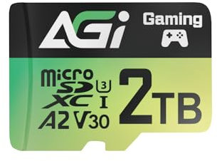 AGI TF138 Micro SD Karte 2TB Speicherkarte mit Adapter, MicroSDXC, UHS-I, A2, U3, V30, Lesegeschwindigkeit bis zu 170 MB/s für Drohne/DashCam/Kamera/Telefon/Switch/PC/Tablet
