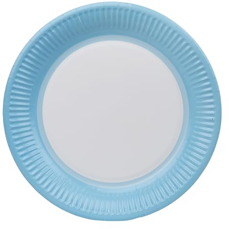 Talking Tables 8 x Blue Paper Party Plates, Solid Colour Disposable Round Dishes,BBQs, Picnic, Kids Birthday Bay Shower Supplies 23cm 9inch