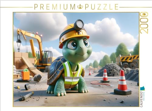 CALVENDO Puzzle Die gewissenhafte Schildkröte als Sicherheitsbeauftragte: Wachsames Auge auf der Baustelle | 2000 Teile Lege-Größe 90 x 67 cm Foto-Puzzle für glückliche Stunden