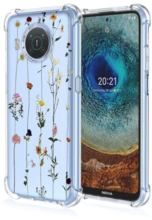 BORYA Hülle für Nokia X20/Nokia X10, Stoßfest Weiches Transparent Silikon TPU Bumper Handyhülle Ultra Dünn Seidig Hochwertiges Elegant Schutzhülle, Gestreift Blumen