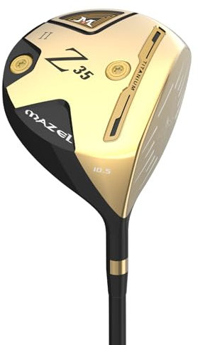 MAZEL Titanium Golf Driver for Men 460CC Right Handed, Premium Cup Face Design Maxize Ball Distance (Gold 2.0, 10.5 R)