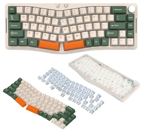 ATTACK SHARK AKS068PRO 60% Alice Layout Gasket Wireless Mechanical Gaming Keyboard, BT5.1/2.4G/Wired, VIA-Programmable, Hot-Swappable Sea Salt Linear Switch, 3000mAh Battery, RGB Backlit, Knob, PC/MAC