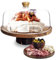 NWK 3-in-1 Cake Stand with Lid Rustic Acacia Wooden Cake Plate with Pedestal, Food serving Platter, Cheese Board, Acrylic Cover Shatterproof