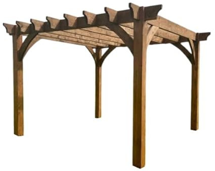BLU Coast Solid Wood Luxury Pergola, Large Freestanding Garden Gazebo, Heavy Duty Outdoor Wooden Structure, Large Handmade Pergola Kit 3m x 3m - Medium Oak