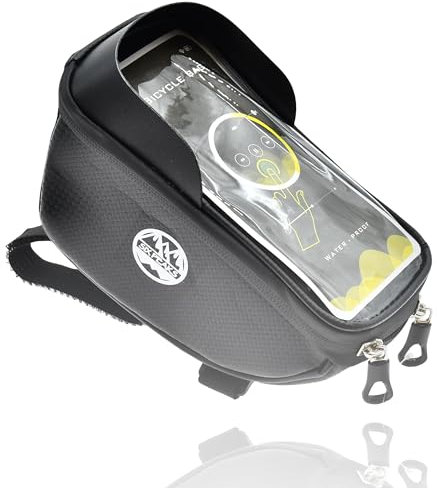 Six Peaks Fahrrad-Telefonhalterung, sichere und verstellbare Fahrrad-Lenkertasche, einfache Installation, Handy-Tasche für Fahrradständer, passend für Smartphones bis zu 16,5 cm, wasserdicht, Schwarz