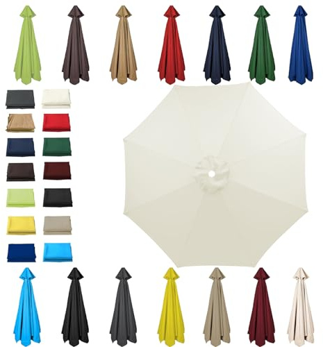 HonunGron 6 Ribs/8 Ribs Replacement Parasol Cover, 3.0m/2.7m/2.5m/2.3m/2m Umbrella Canopy Replacement, Sun Umbrella Replacement Cloth, UV 50+ Garden Parasol Canopy Cover