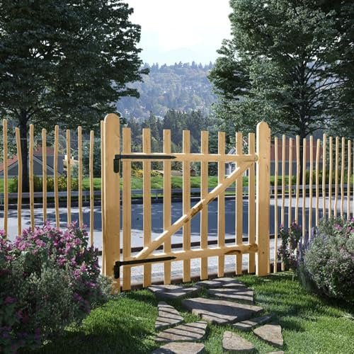 Bulliing Portillon Simple de clôture Bois de noisetier 100x100 cm,Barriere Jardin Exterieur,Barriere Jardin,Portillon Grillage