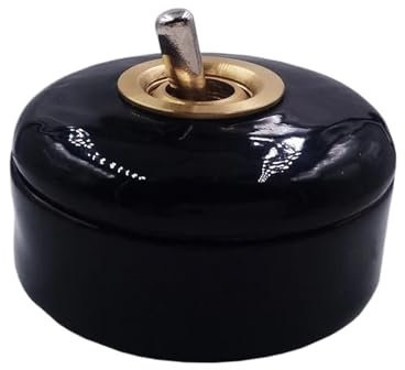 Wall Light Retro Ceramic Round Toggle Switch 2 Way Control For Home MQXFCZUX(Black Switch 2 Way)