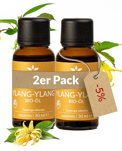 Heldengrün® BIO Ylang Ylang Öl [100% NATURREIN] - Echtes Ylang Ylang ätherisches Öl - Blumig, süß & exotisch - Düftöl - 2 x 30 ml