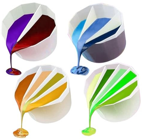 EPODA 4 PCS Silicone Split Cups,Split Cups for Paint Pouring with 2-5 Channels,Fluid Art for Resin Crafts,Silicone Resin Mixing Cups,Pouring DIY Making Drawing Accessories(200-300ML)