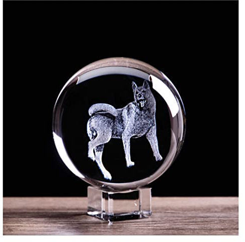 Estatuas, Esculturas de Cristal 3D L Esculturas Del Zodiaco Chino Perros Bolas de Cristal Colección de Animales en Miniatura Accesorios Decorativos para el Hogar/Bola Y Base/60 Mm