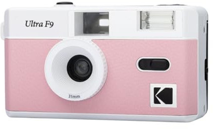 KODAK Ultra F9 - Cámara Analógica Reutilizable 35mm, Objetivo Fijo 31mm F/9, Flash Integrado, Carga Fácil, Rebobinado Manual, Ideal para Interiores - Rosa