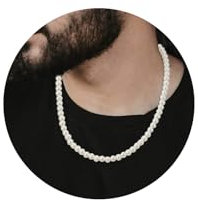 HSWYFCJY 8 mm Perlenkette Herren Damen Halskette Weiße Runde Faux Perlen kette 50 cm Länge Perlen Choker Kette perlen schmuck Geschenke für Männer Frauen