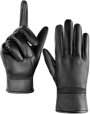 MELLIEX Lederhandschuhe Herren, Echtleder Handschuhe Touchscreen Dünne Ungefüttert Winddicht Leder Handschuhe Winter