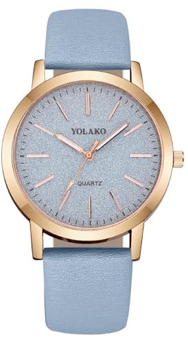 OFFCUP Damenuhr, Damen Analog Quarz Uhr mit Leder Armband, Uhren Damen Sternenhimmel Einfache Business Klassische Armbanduhr Lässig Quarzuhr Kleideruhr, 3 Zeiger, 39 mm Gehäusegröße -Blau