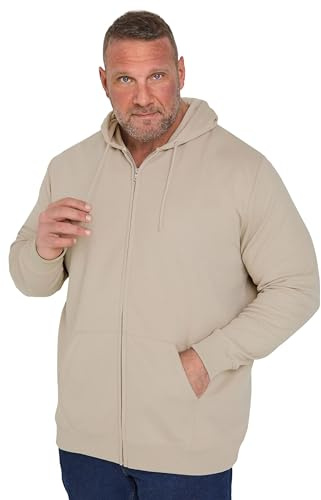 BadRhino Big & Tall Natural Diamond Quilted Zip Through Hoodie - Men's - Plus Size Curve Brown